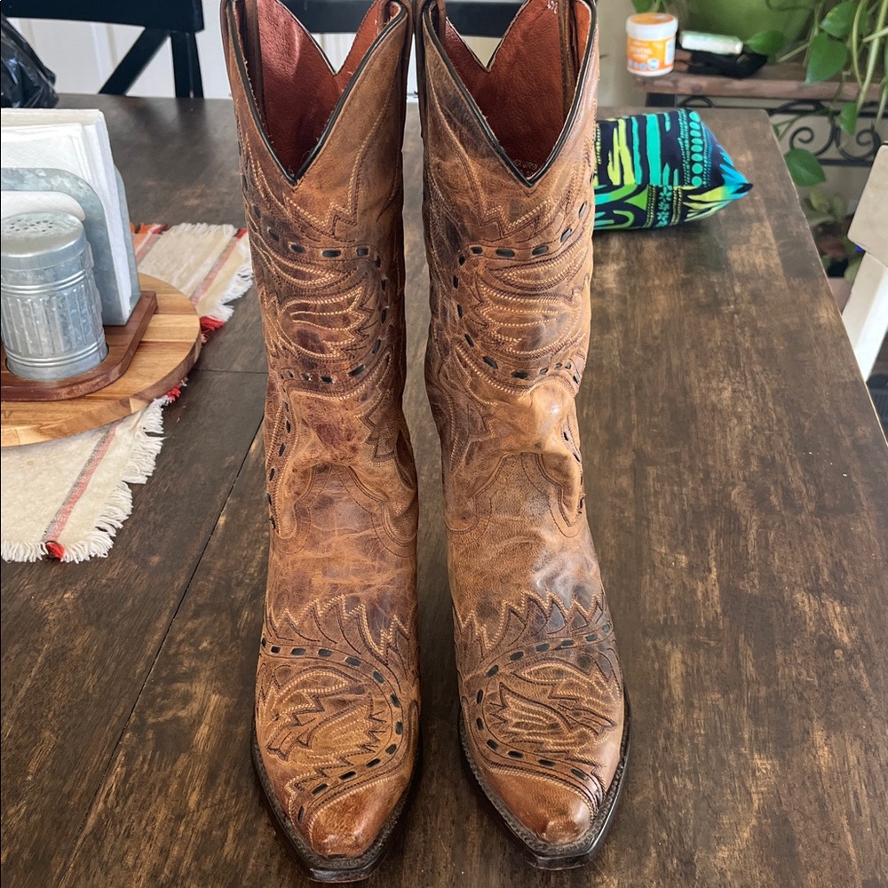 Dan Post Women's Sidewinder Western Full Grain Tan Mad Cat Leather Boot, 7-1/2 M